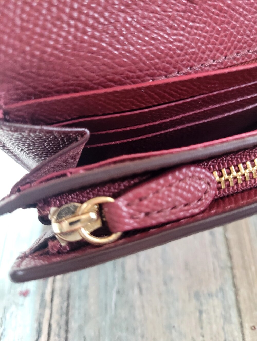 COACH Burgundy Leather Continental Wallet - Picture 10 of 10